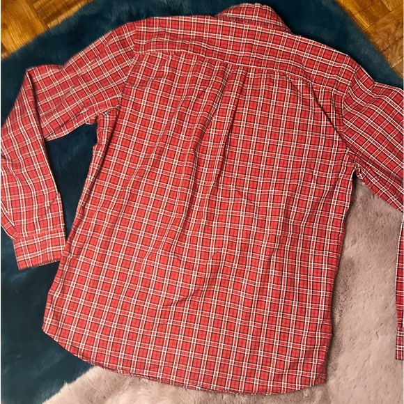 Talbots red christmas plaid button down blouse size 4 - Picture 4 of 13